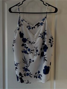 Dynamite White Cami with Blue Floral Print
